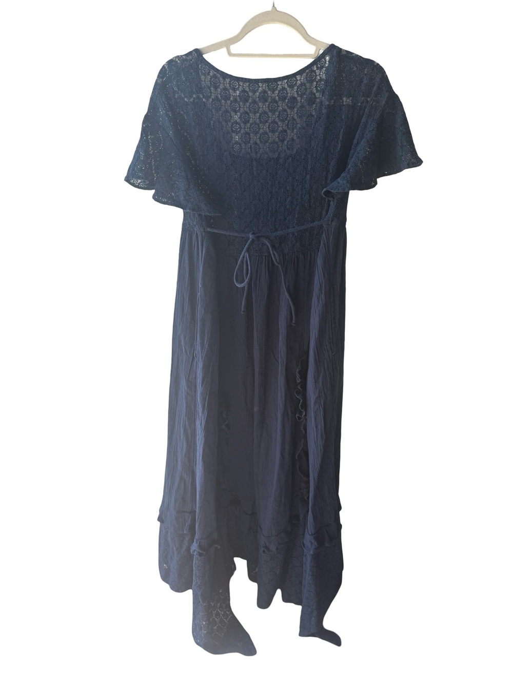 Free People "Bring the Romance" lace-bodice maxi dress Navy Medium - Picture 9 of 10